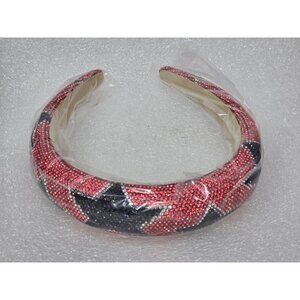 Rhinestone Embellished Red & Black Stars Wide Padded Headband